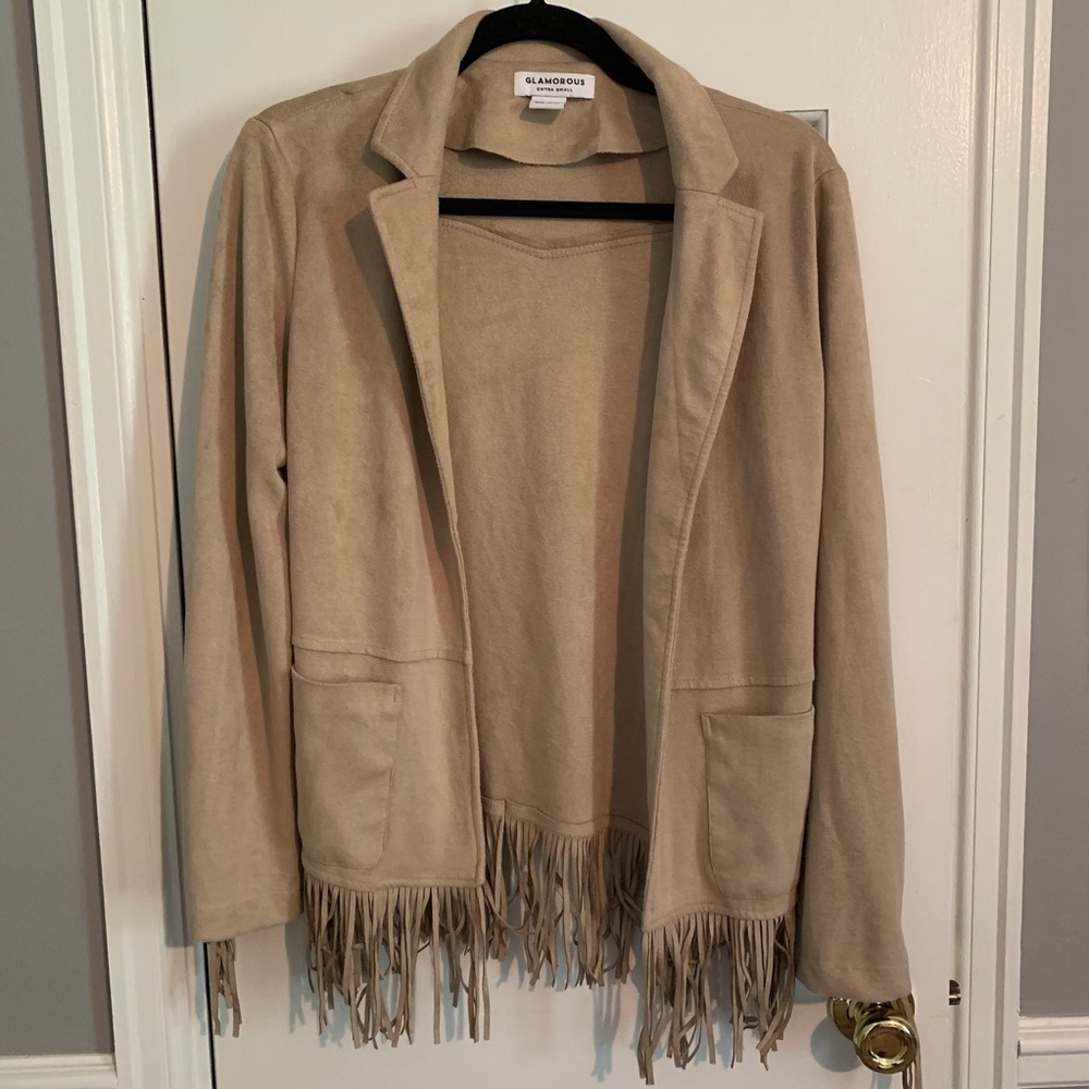 Tan suede jacket with fringe